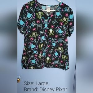 Disney Pixar scrub top: Large/Black
